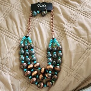 Tyche Blue and Brown Multi-Strand Necklace